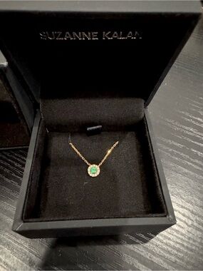 Suzanne Kalan Emerald and Diamond Pendant Necklace